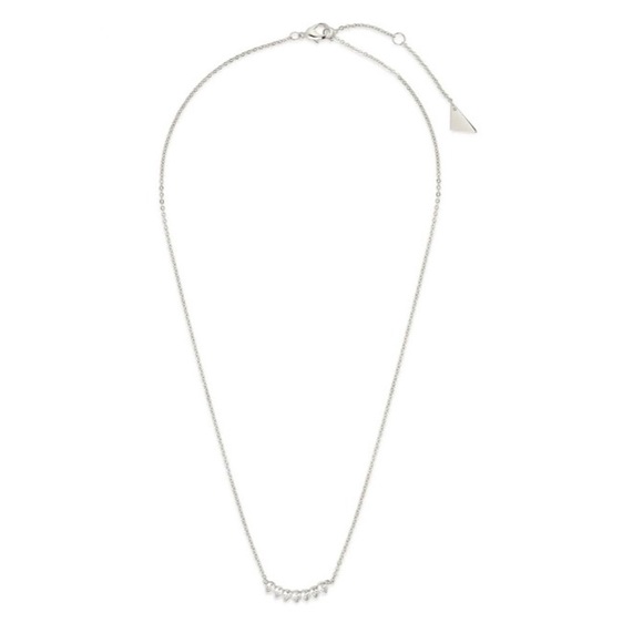 Sterling Forever Teardrop CZ Arch Pendant Necklace- Silver - Picture 3 of 8